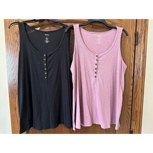 2 Sonoma Maternity Tanks, black and purple